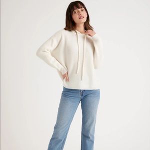 Quince - Mongolian Cashmere Fisherman Pullover Hoodie in Ivory